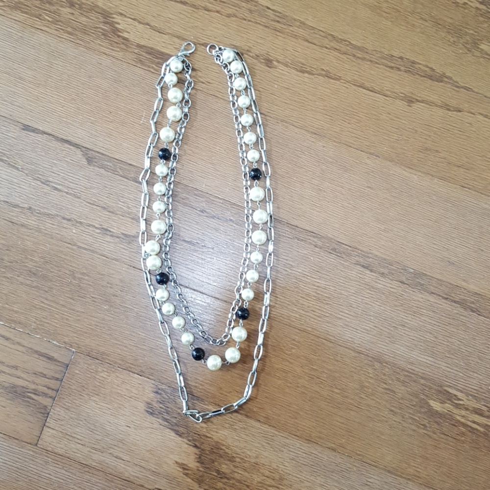 3/$10 Express multilayer pearl and silver chain necklace